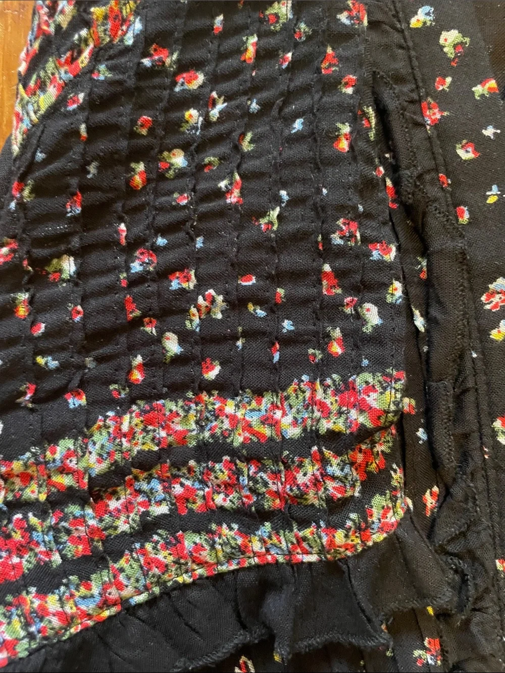 Free People Rare Feelings Black Maxi Dress with Red Floral Print